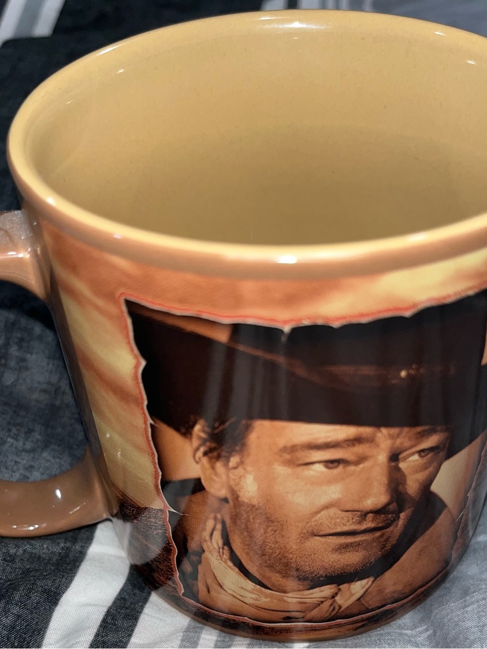 John Wayne 2005 Classic Two-Tone Ceramic Mug in beige and Brown